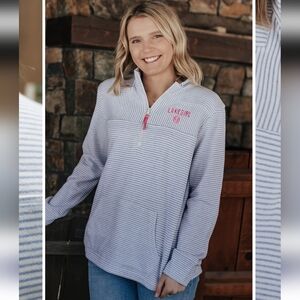 Lake Girl French Terry Stripe 1/4 Zip Pullover Size Medium